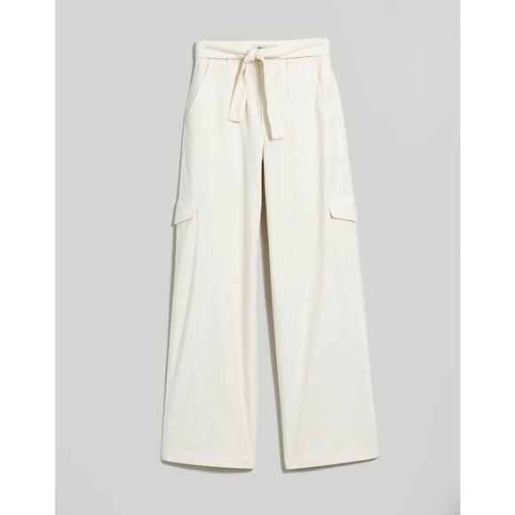 Madewell‎ White Vintage Canvas Belted Griff Super Wide Leg Cargo Pants Size 32 - Picture 1 of 13